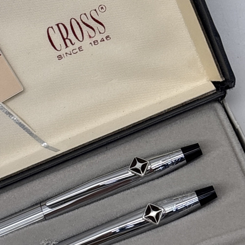 Cross Silver Chrome Ball Point Pen Mechanical Pencil Set 3501 In Original Box